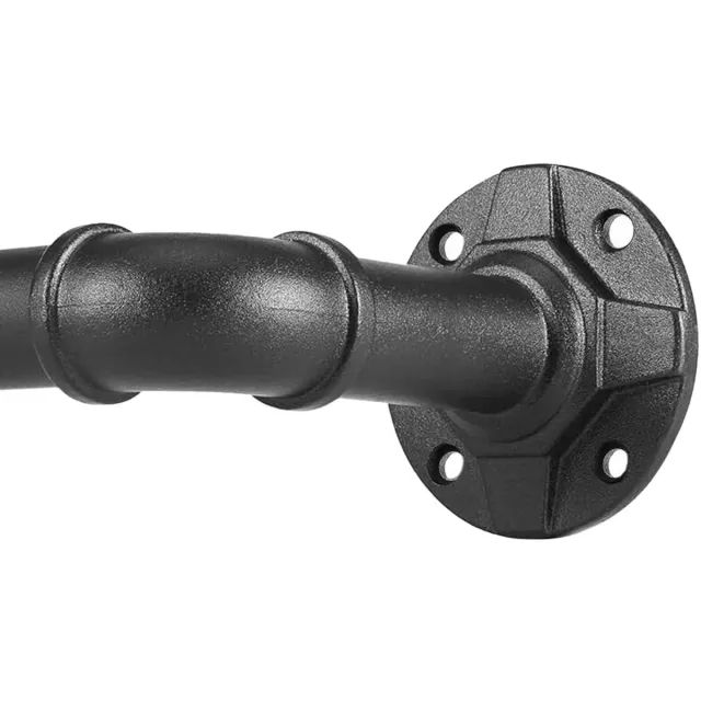 Ibenzoa Zwarte industriële gordijnroede van metaal voor wand- en plafondmontage, verstelbaar 88-266 cm