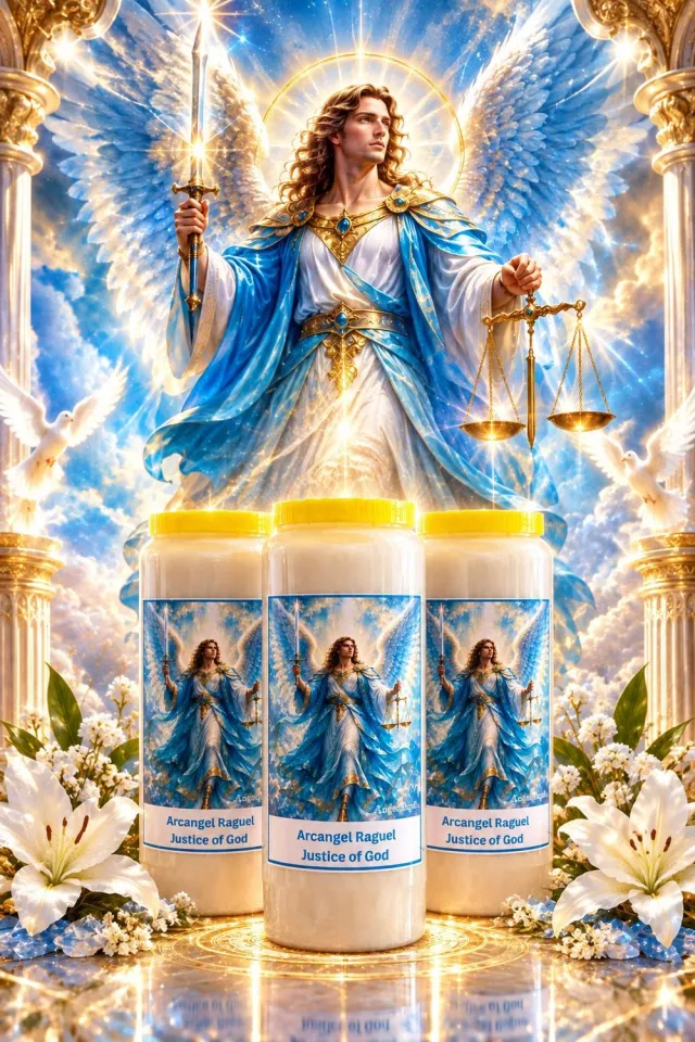 Angeltopia Aartsengel Raguel Noveenkaarsen – Set van 3 – Justice of God – 9 Dagen Brandduur Wit