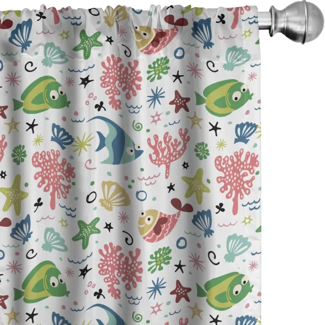 ABAKUHAUS Visgordijnen – 2x75x175 cm – microvezel – veelkleurig Mehrfarbig