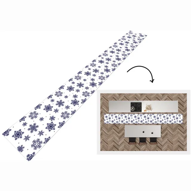 KitchenYeah Keukenloper - Keukenmat - Sneeuwvlok - Winter - Patroon - Keuken vloerkleed Multicolor