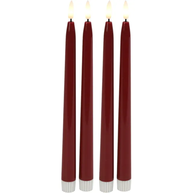 Countryfield LED dinerkaarsen - 4x st - rood - 28 cm - met afstandsbediening