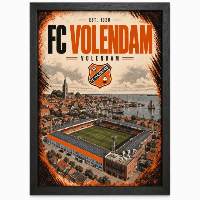 Joshimo FC Volendam Poster | Stadion en Skyline Volendam | Inclusief Zwarte A3 Lijst