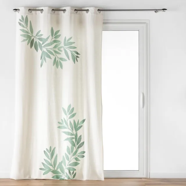 HomeMaison Nymphea Printed Eyelet Gordijn Natuurlijk