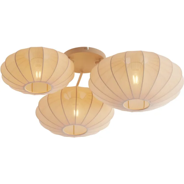 QAZQA bida - Japandi Plafondlamp - 3 lichts - L 80 cm - Beige - Woonkamer | Slaapkamer