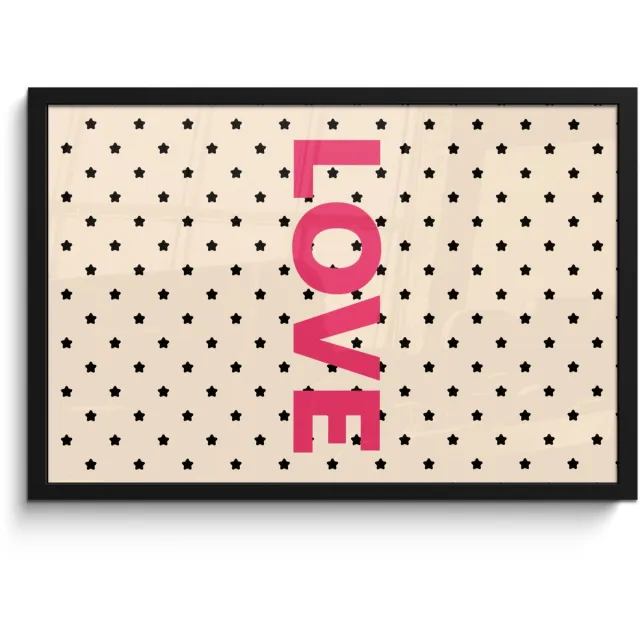 FrameYourWall Poster in lijst - Fotolijst 60x40 cm - Posters - Love - Stippen - Roze - Posterlijst zwart - Decoratie - Wanddecoratie woonkamer - Muurdecoratie slaapkamer