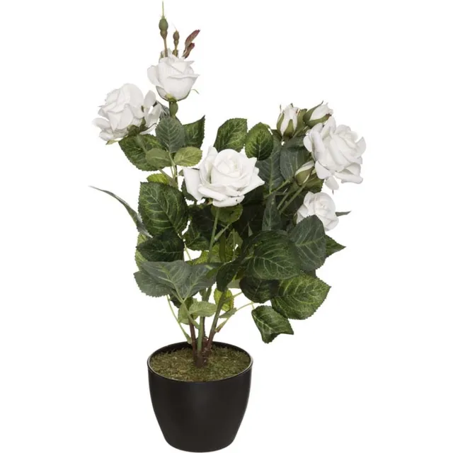 Silumen Kunstmatige planten decoratieve roos fluwelen 43cm - Fer|Polyester|Polyéthylène PE - Wit - Wit - SILUMEN