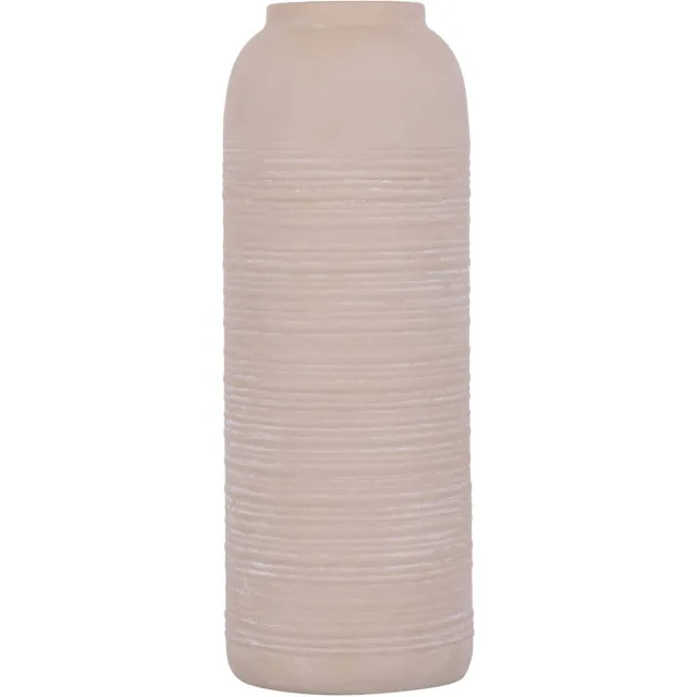 PTMD Lavada Beige Iron Sheet Vase Striped