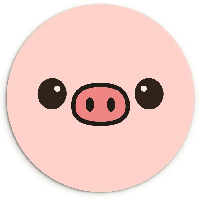 WallCircle Wandcirkel 60x60 cm - Muurcirkel Varken - Roze - Minimalistisch - Muurdecoratie woonkamer - Wanddecoratie slaapkamer - Kamer decoratie accessoires - Ronde schilderijen