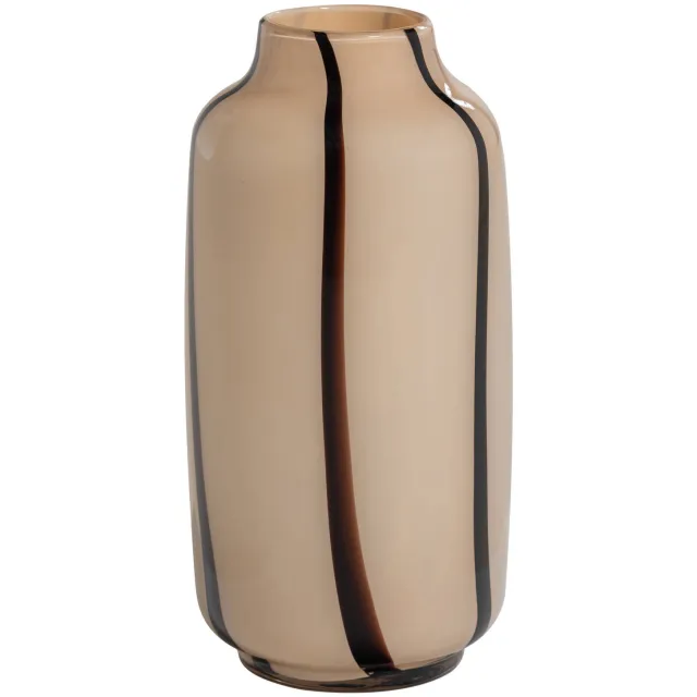 WOOOD Selena Vaas - Glas - Naturel Met Streep Bruin - 35x18x18 natural/brown