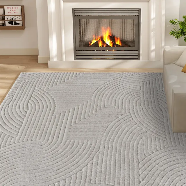 TEKROA Hoogpolig Vloerkleed - Hoogpolig tapijt - Zacht en Antislip - Zacht Vloerkleed voor Woonkamer en Slaapkamer - Carpet160 x 120 cm - Grijs