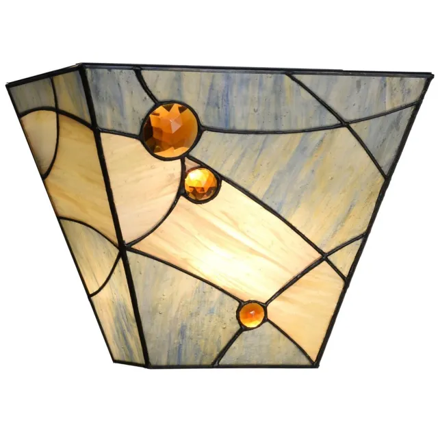 Coloured by Art Tiffany Wandlamp Sky Blue - Art Deco Trade Zwart