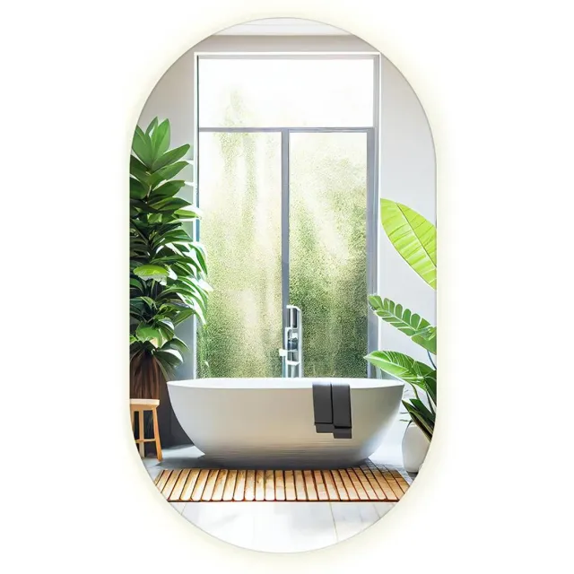 TULUP LED Spiegel - Ovale Spiegel Met LED Verlichting - 52 cm x 90 cm - Ovale Spiegel LED - Halspiegel - Neutraal Wit 4000K - Ovale Spiegel Badkamer Met Verlichting - Scandinavische Wandspiegel