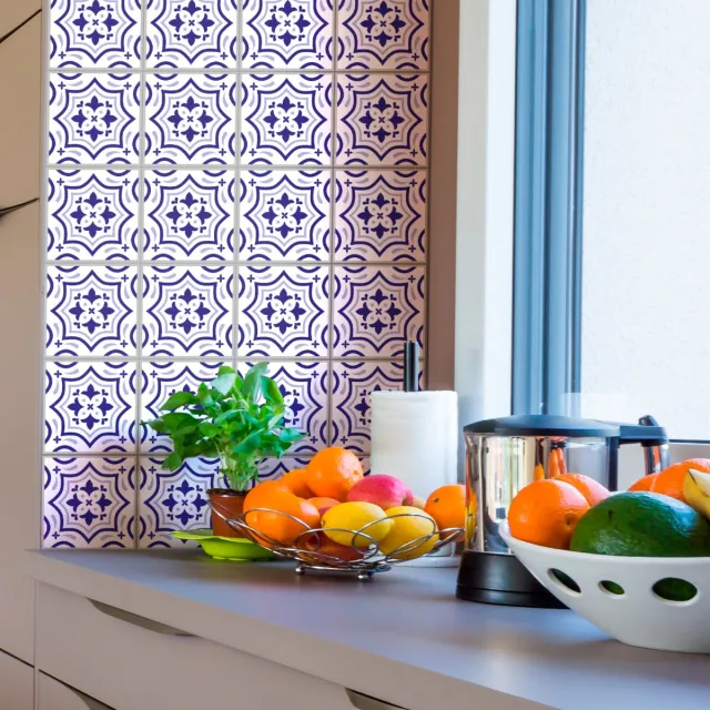 Ambiance Sticker Muurstickers - Zelfklevende tegelmuurstickers voor keuken en badkamer - 9 Beata Azulejos tegelstickers - 9 stickers 10x10cm Multi color