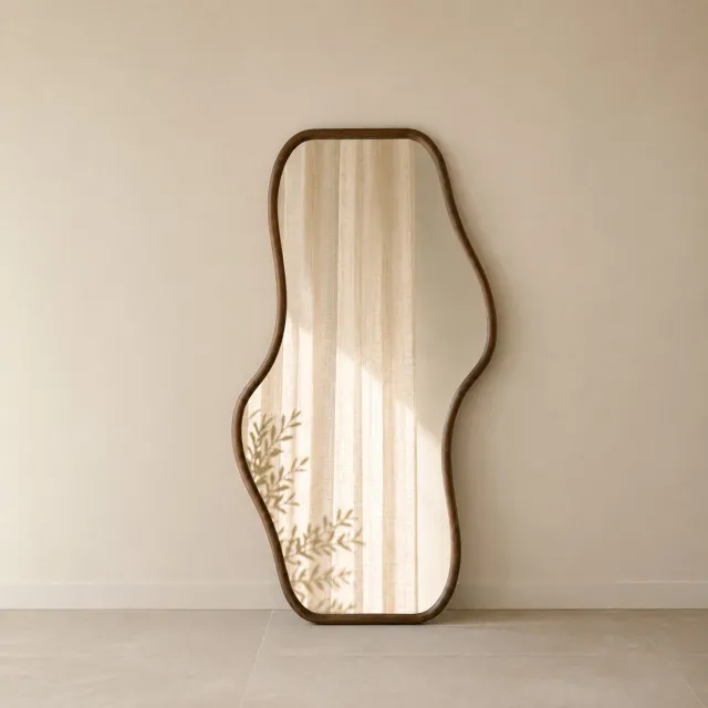 Indore Home Organische spiegel Iris - 170 x 90 cm - Hout Bruin