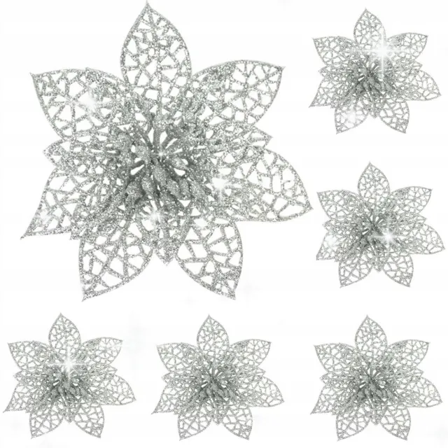 Homedesigns HomeDesign Serie - KERSTSTER Voor Boom - 6 Stuks - Elegante Decoratie grijs