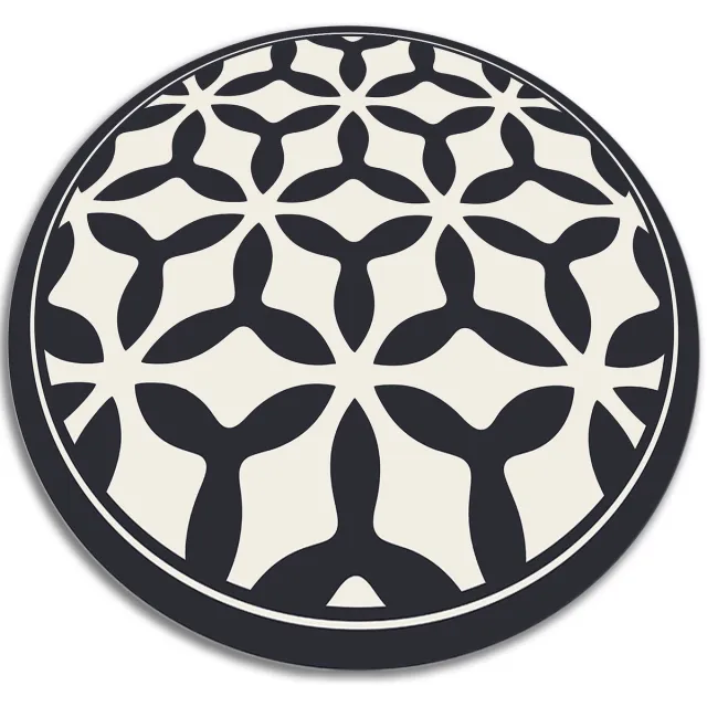 TULUP Vinyl Tapijt - Geometrische vormen Vloerkleed Op Vinyl - 60 cm - Grijs Vinylmat - Ronde PVC Floor Mat - Kantoortapijt - Haltapijt Grijs Geometrische vormen