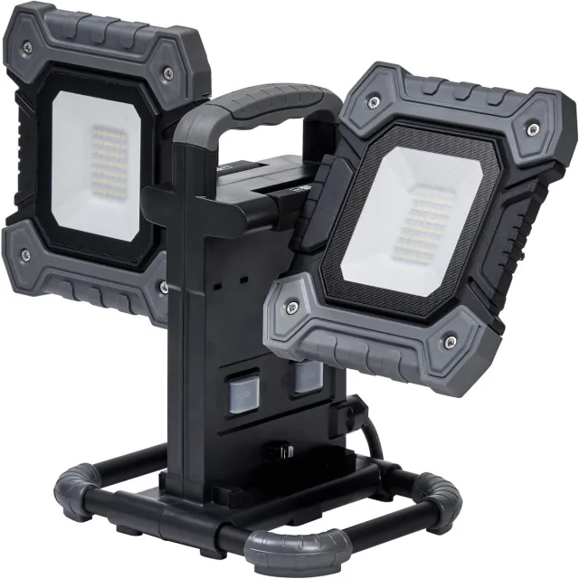 Osram VAL FLEX LED werklamp, donkergrijs/zwart, 2x30W, 6450lm, koud witte lichtkleur, met 270° verticaal en 180° horizontaal draaibare koppen, met kabel, IP54, 6500K. Zwart|grijs