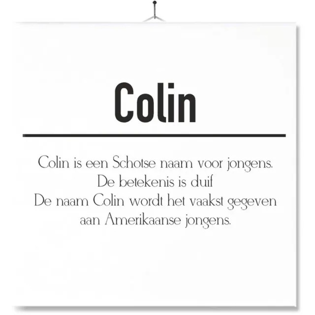 MC Living Tegel Met Opdruk | Betekenis | Kado | Cadeau | Met Naam - Colin Multi-Color