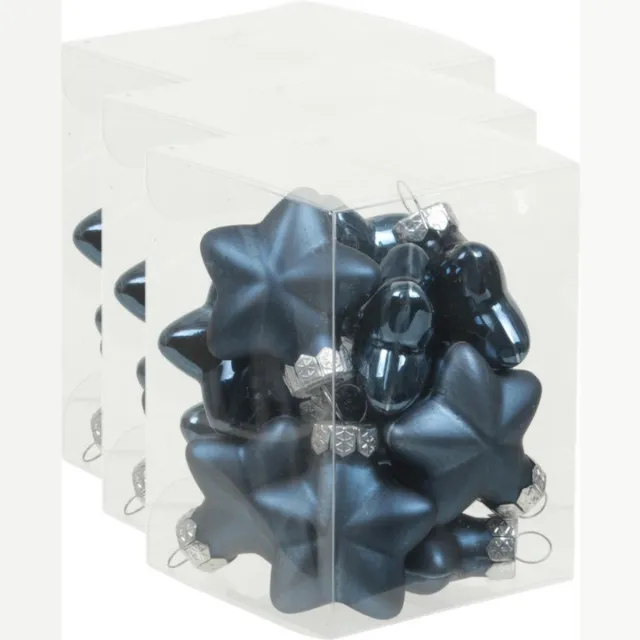 Othmar Decorations Kerstornamenten - sterren - 36x st - donkerblauw - 4 cm - glas - kerstversiering