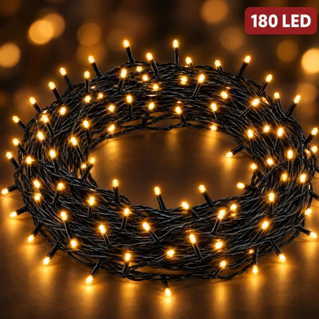 Cheqo Kerstverlichting 180 LED - 13,5 Meter - Warm Wit - Kerstboomverlichting - Kerstlampjes - LED Verlichting - Lichtsnoer - Feestverlichting - voor Binnen en Buiten - Sfeerverlichting - Tuinverlichting - met Timer - Dimbaar - IP44