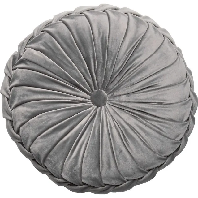 Laura Ashley Rosanna rond sierkussen velours - 35 cm - Steel Grijs