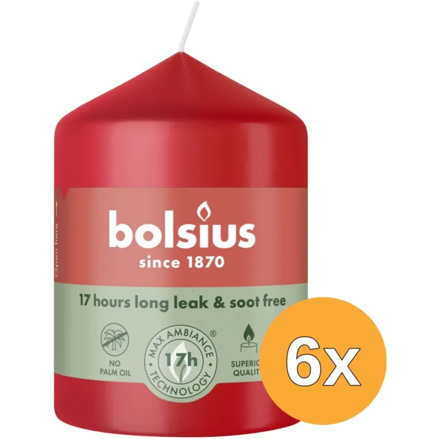 Bolsius 6x Bolsius Stompkaars 80/58 Delicate Red (1 stuk)