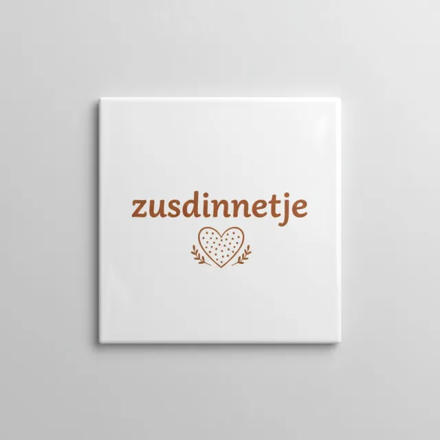 Nevolis Zusdinnetje Decoratieve Tegel – Lieve Zus Tekst Wanddecoratie – Keramische Tegel 15 × 15 cm Multi Color
