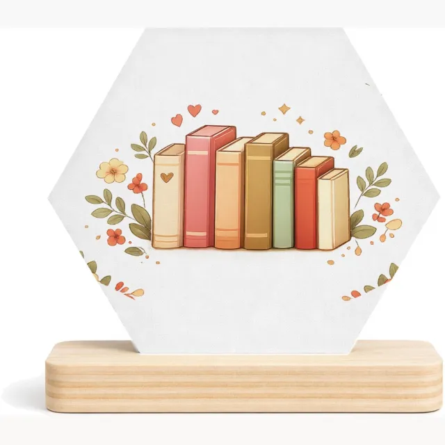 Mr Cadeautjes MDF fotolijst/inleg hexagon 14 x 13 - design Een compacte, decoratieve collage rond een centraal hobby-on | cadeau Wit