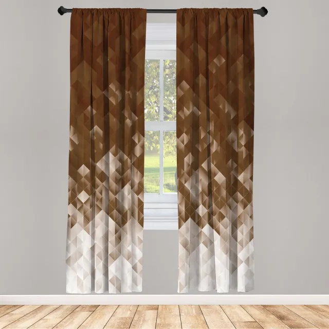 ABAKUHAUS Geometrische Gordijnen, Set van 2 Panelen voor Woonkamer en Slaapkamer, 150 x 225 cm, Umber Wit