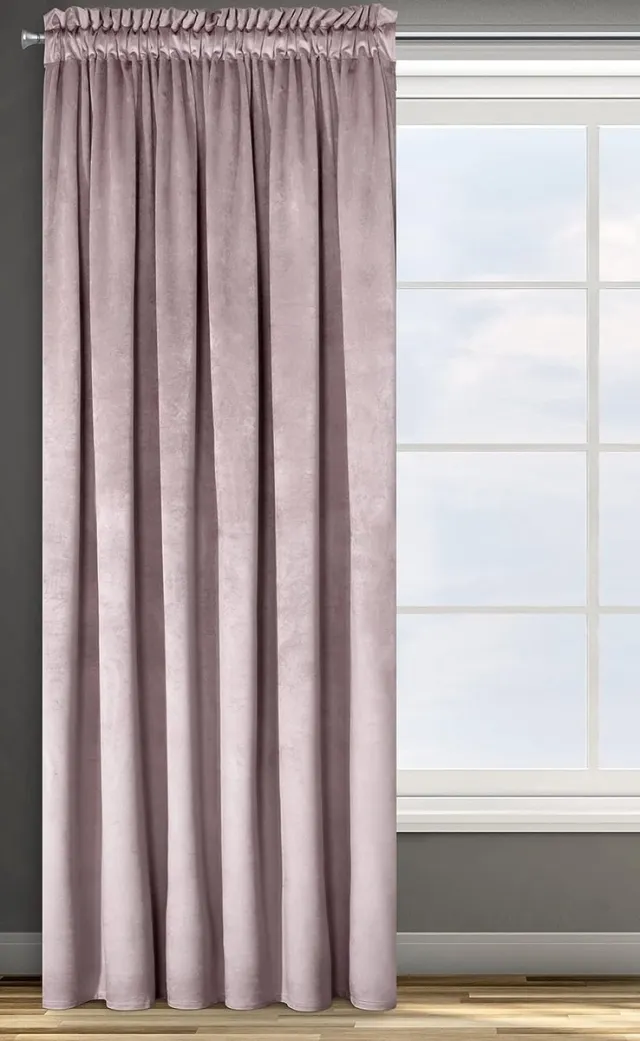 Douceur d intérieur ROZE gordijn fluwelen ruchesband - 1 stuk. Zacht, elegant gordijn, 200 g/m², elegant, glad, uni, pluizig, modern, klassiek, woonkamer, slaapkamer, 135 x 300 cm, oudroze