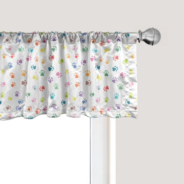 ABAKUHAUS Kattenraamvalletje, gordijnvalletje voor keuken- en slaapkamerdecoratie met tunnelzoom, 137 cm x 30 cm, meerkleurig Wit Meerkleurig