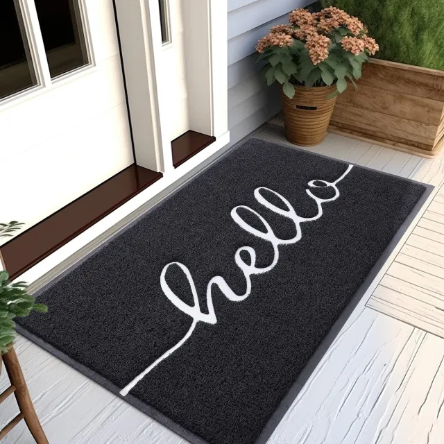 OLANLY Deurmat Binnen Droogloopmat- Schoonloopmat - Hello Deurmat - 80x120 cm - Zwart