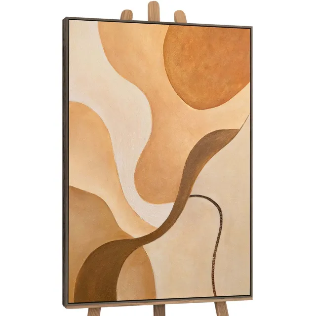 YS Canvas schilderij 140x100 cm handgeschilderd kromming van de horizon – YS-Art Gallery – Lijst: Grijs – Luxe wanddecoratie Grey