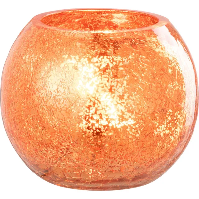 J-Line theelichthouder Bal Craquelé - glas - goud - small Oranje