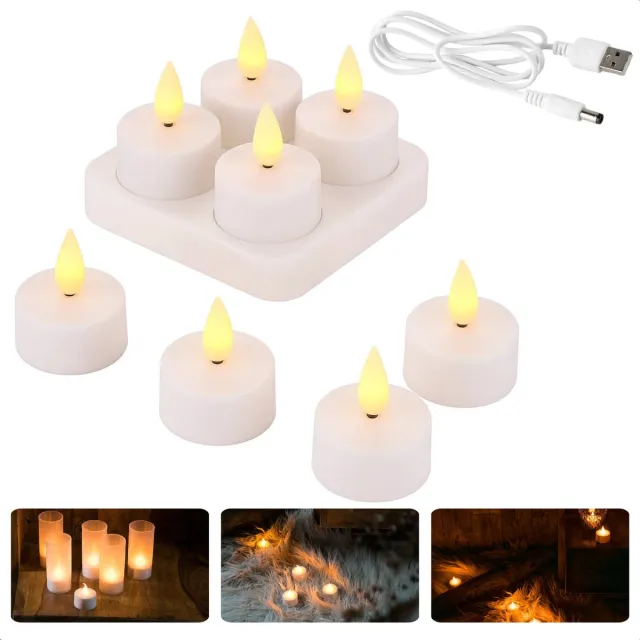Cheqo LED Theelichtjes Set - Waxinelichtjes Oplaadbaar en Duurzaam - Horeca LED Kaars - Kaarsjes - Veilig Alternatief voor Waxinelichtjes - Inclusief USB Kabel Wit