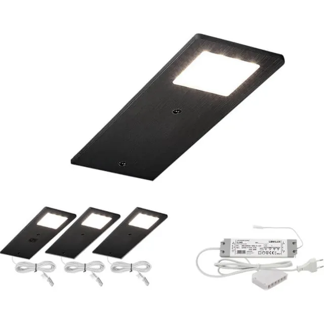 Lemilux Keukenkast Verlichting Veda Set van 3 Stuks - 4mm Dik - Warm Wit Licht - Dimbaar Zwart