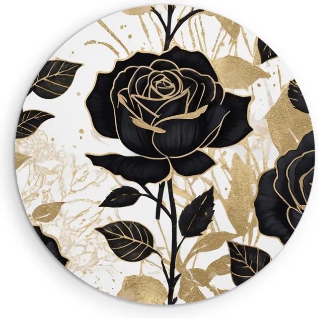 Saammp Forex Muurcirkel - Bloemen - Wit - Goud - Abstract - Ø 90 - Wandcirkel - Wanddecoratie Cirkel - Muurdecoratie Woonkamer - Kantoor Decoratie