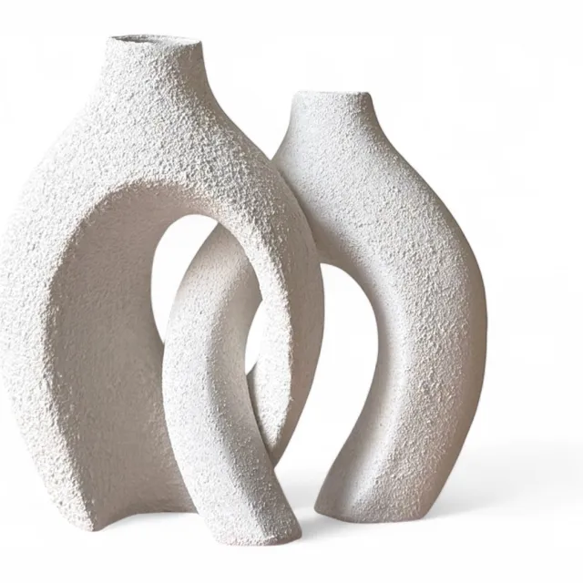maison marmöl Philae Keramieken Vazen Duo – Wit | Handgemaakt Design