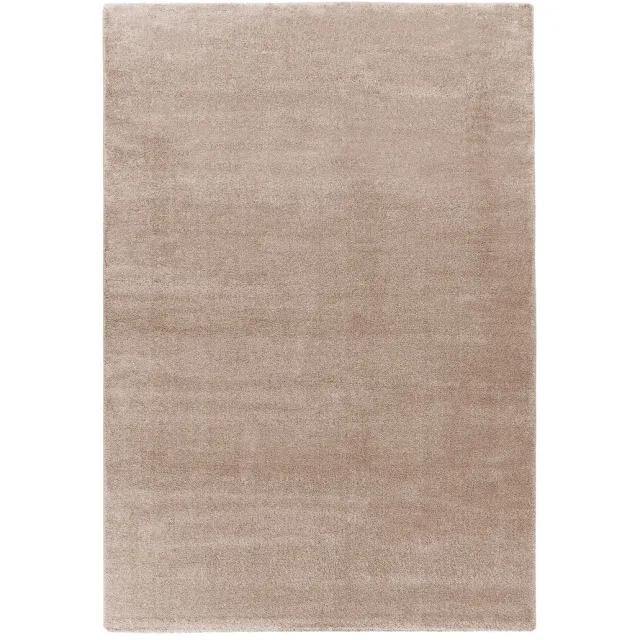 Padiro knus hoogpolig vloerkleed 120 x 170 cm - lichtbeige - modern effen ontwerp - voor vloerverwarming - van polypropyleen en jute