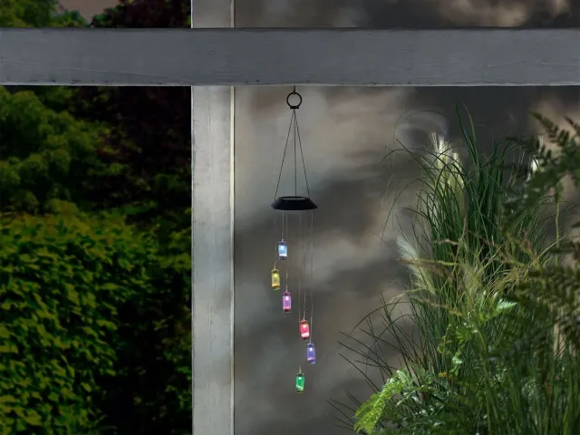 livarno home Solar Windspel - Zandflesjes - Verlichtingsduur 8 uur - Windgong - Hangend 78cm verschillend