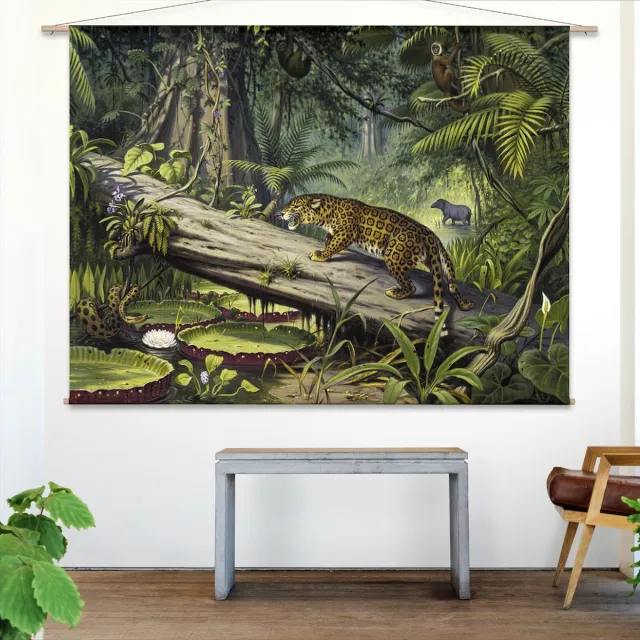 wallchart unlimited Wandkleed In het Braziliaansche oerwoud van M.A. Koekkoek - L: Landscape 135 x 95 cm groen