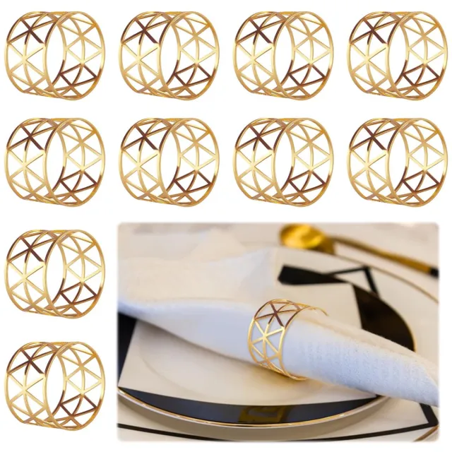 Ibenzoa Elegante Gouden Servetringen Set van 10 Stuks voor Elk Feestelijke Gelegenheid