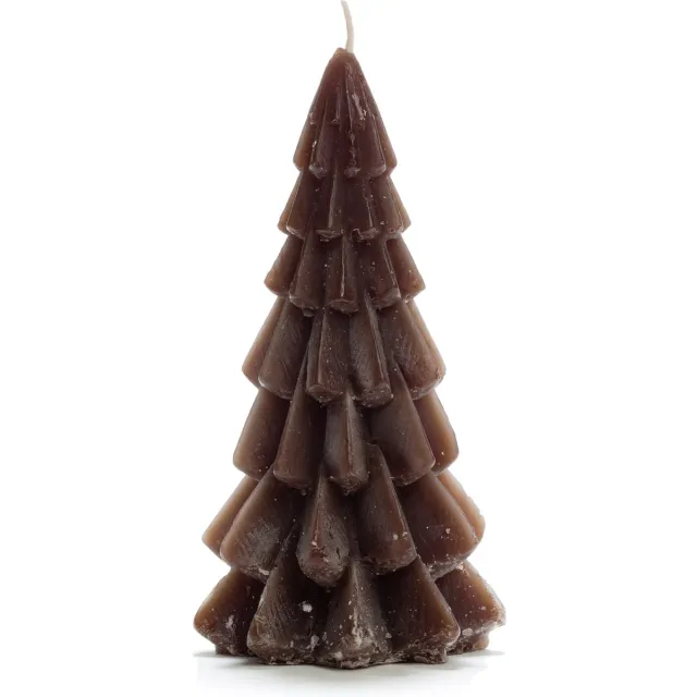 Rustik Lys Kerstboom Kaars - Coffee Bruin - 6.3 x12 cm - 13 branduren