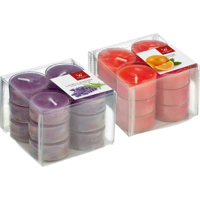 Trend Candles Geurkaarsen theelichtjes - 24 stuks - verse lavendel en sinaasappels Multi