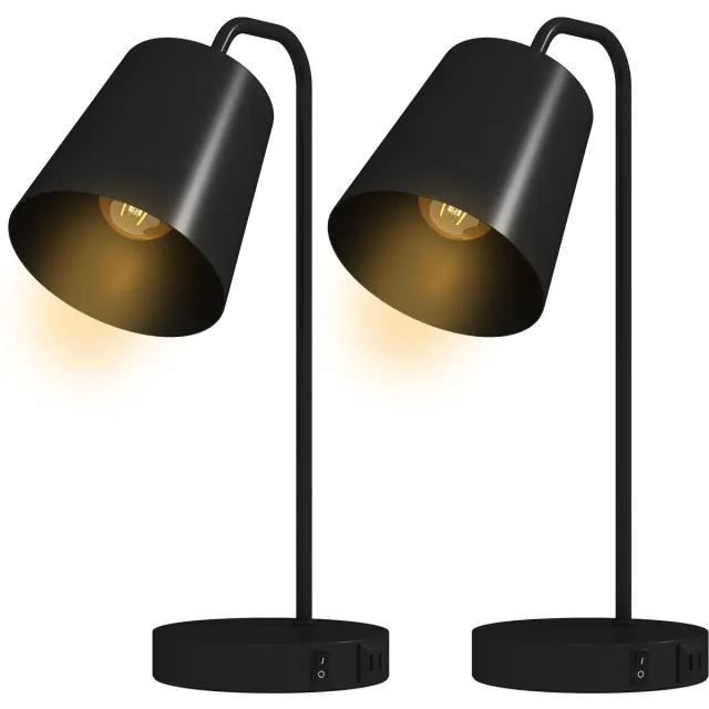 Homcom Table Lamp-Stahl-28L x 15B x 41H cm-Schwarz Zwart
