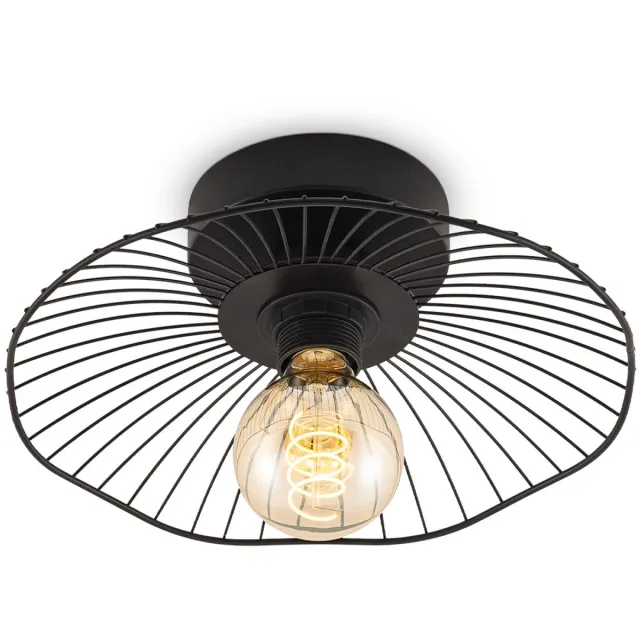 Home Sweet Home Industriële plafondlamp - Metalen Lampenkap - Paraplu - Zwart - Ø30 x 11 cm - E27 fitting - Voor gebruik in slaapkamers en