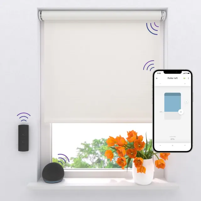 DTCH Elektrisch Rolgordijn Verduisterend - Easy - Off White - 80 x 190 cm - Motionblinds CMD-02-P