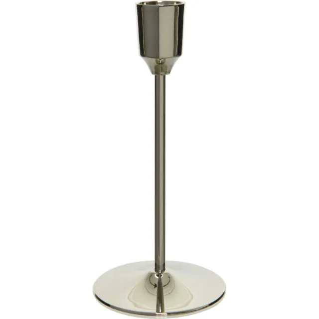 Decoris Luxe diner kaarsen staande kandelaar aluminium kleur zilver 20 cm - Diameter onderkant 7 cm