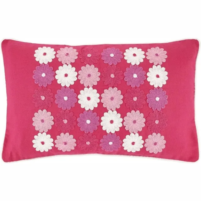 Dutch Decor MERODE - Sierkussen 30x50 cm met bloemen - fuchsia - roze - Inclusief binnenkussen Paars