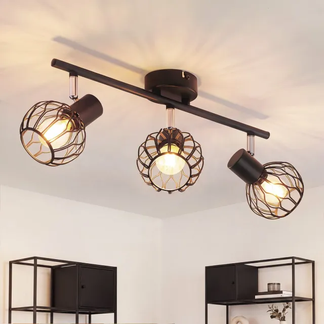 NETTLIFE LED Plafondlamp 3-Lichts - Zwart - Metaal - E14 - 350° Draaibaar - voor Woonkamer | Keuken | Gang | Slaapkamer - zonder Lichtbron